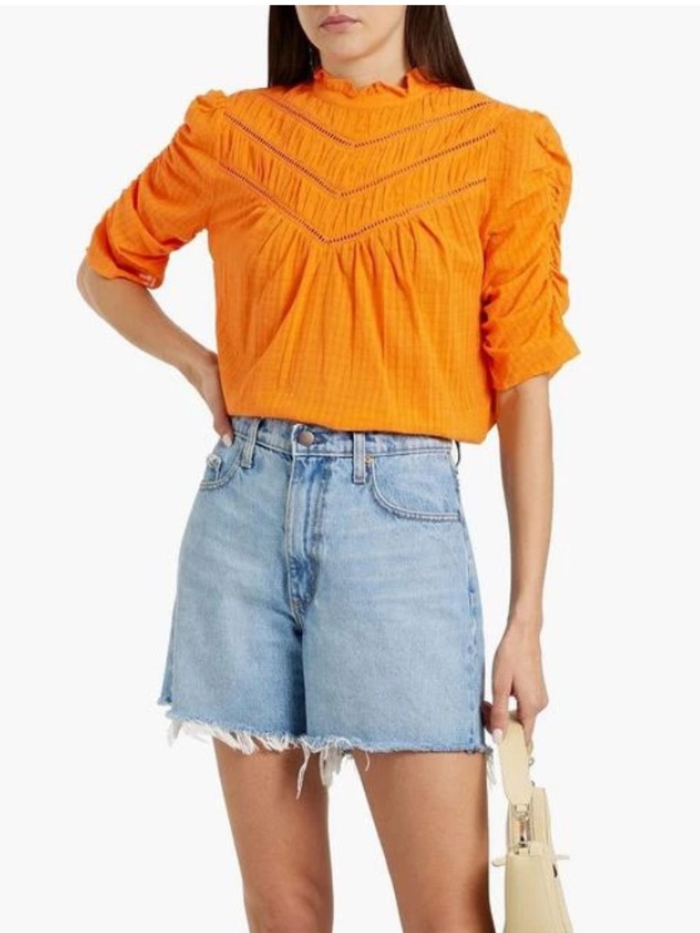 Veronica Beard Frasier Blouse Womens Size 4 Victorian Romantic Orange Cotton - Picture 4 of 11